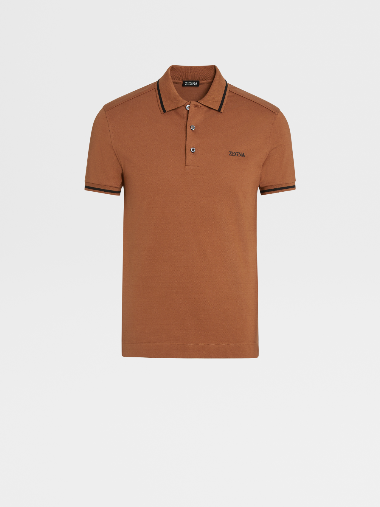 骆马红棕色弹力棉质短袖 Polo 衫